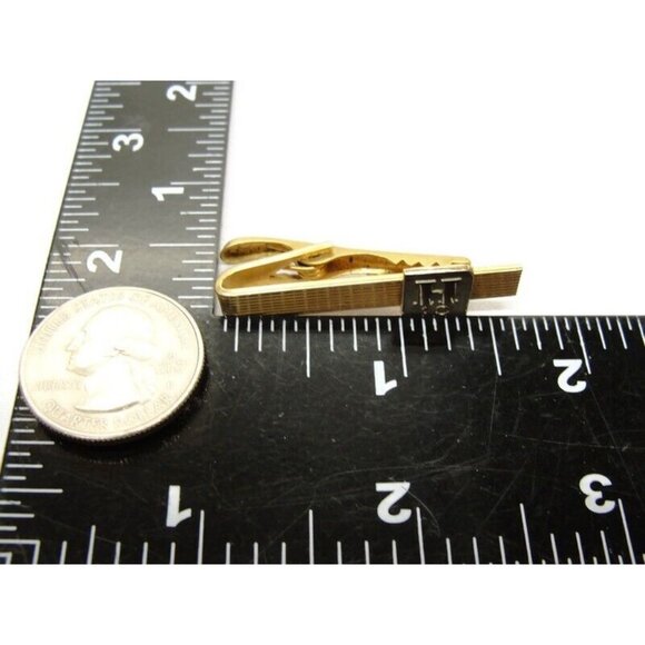 1 5/8" 10 Year "H" Service Award 10K Emblem 1/20 12Kt Gold Filled Tie Clip Vtg - Picture 5 of 13